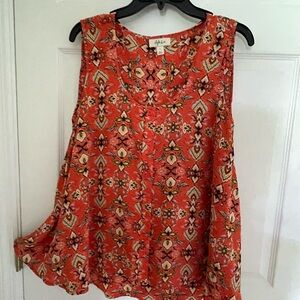 Style & Co. Red Orange Boxy Blouse